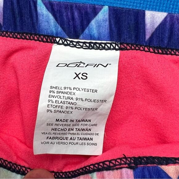 DOLFIN XS Geometric Print Bikini Bottom Pink Navy Blue Striped Swimwear Athletic - Picture 7 of 16